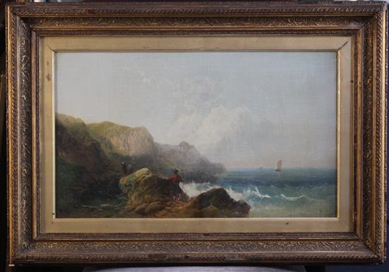 Joseph Horlor (1809-1887) Figures along the coast, 12 x 20in.